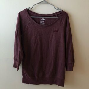 North Face, maroon, 3/4 length sleeve, size m